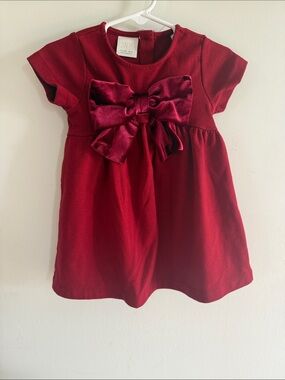 ZARA 18m red/Burgundy Dress with Velvet glitter Bow